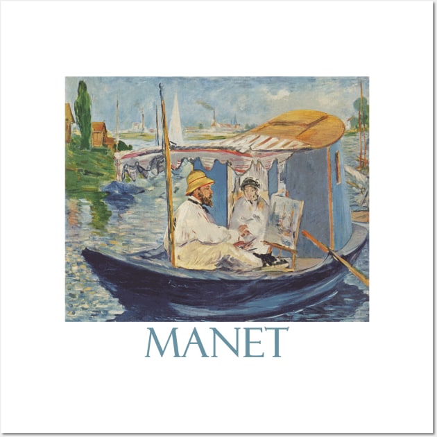 Monet Working in His Atelier Boat by Edouard Manet Wall Art by Naves